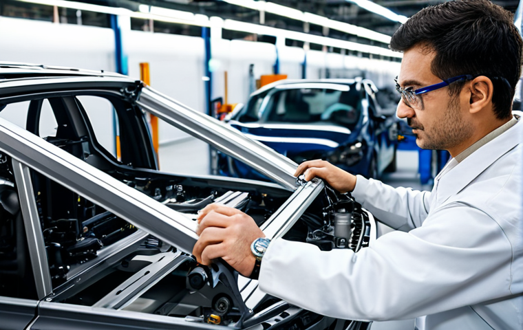 Automotive Industry Application**

"A modern, fully clothed engineer inspecting a car chassis made of AHSS in a brightly lit automotive factory. The car is partially assembled, showcasing the steel frame. Focus on the strength and lightweight design. Appropriate attire, professional environment, safe for work, perfect anatomy, correct proportions, well-formed hands, natural body proportions, high quality."

**