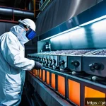 Home 19 고온재료와 내열성 연구 - A high-tech industrial furnace interior showcasing advanced refractory materials composed of zirconi...